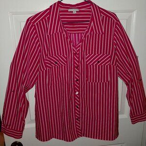 Notations Women's Button-Down Blouse, with roll tab sleeve SZ L